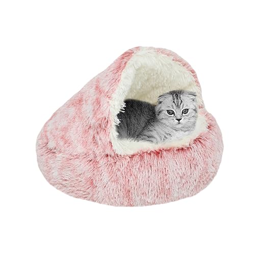 Katzenbett, rund, flauschig, Katzenhöhle mit Kapuze, kleines Donut-Haustierbett, Höhlen, Innenbereich, Kätzchen-Schlafsack, warmes Kuschelnest, weiches Haustier-Schlafkissen mit rutschfester Katzenbett, rund, flauschig, Katzenhöhle mit Kapuze, kleines Donut-Haustierbett, Höhlen, Innenbereich, Kätzchen-Schlafsack, warmes Kuschelnest, weiches Haustier-Schlafkissen mit rutschfester von XIEMINLE