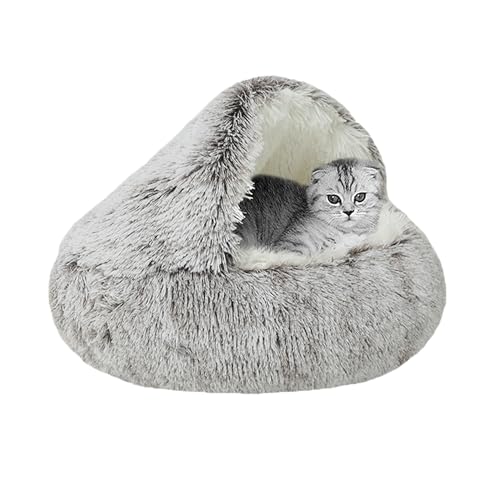 Katzenbett, rund, flauschig, Katzenhöhle mit Kapuze, kleines Donut-Haustierbett, Höhlen, Innenbereich, Kätzchen-Schlafsack, warmes Kuschelnest, weiches Haustier-Schlafkissen mit rutschfester Katzenbett, rund, flauschig, Katzenhöhle mit Kapuze, kleines Donut-Haustierbett, Höhlen, Innenbereich, Kätzchen-Schlafsack, warmes Kuschelnest, weiches Haustier-Schlafkissen mit rutschfester von XIEMINLE
