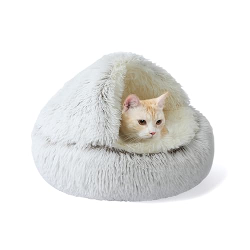 Katzenbett für den Innenbereich, Plüsch-Katzenhöhle, mit Kapuze, rund, Haustier-Schlafhöhle, warm, gemütlich, Donut-Nest mit rutschfester Unterseite, für Welpen und Kätzchen, 40 x 40 x 20 cm, Braun Katzenbett für den Innenbereich, Plüsch-Katzenhöhle, mit Kapuze, rund, Haustier-Schlafhöhle, warm, gemütlich, Donut-Nest mit rutschfester Unterseite, für Welpen und Kätzchen, 40 x 40 x 20 cm, Braun von XIEMINLE