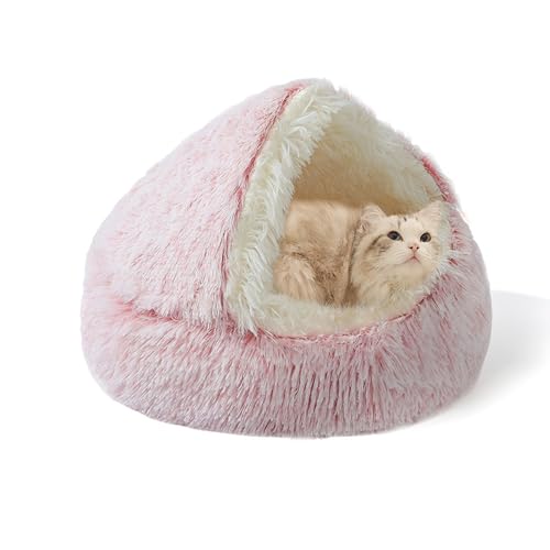 Katzenbett für den Innenbereich, mit Kapuze, Schlafhöhle, flauschig, Anti-Angst, gemütliches Kätzchenhaus, Donut-Kätzchennest, selbstwärmendes Haustierbett mit rutschfester Unterseite (50 x 50 x 20 cm Katzenbett für den Innenbereich, mit Kapuze, Schlafhöhle, flauschig, Anti-Angst, gemütliches Kätzchenhaus, Donut-Kätzchennest, selbstwärmendes Haustierbett mit rutschfester Unterseite (50 x 50 x 20 cm von XIEMINLE