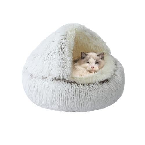 Katzenhöhle, Anti-Angst-Katzenbett für den Innenbereich, weiche Kätzchenbetten mit Kapuze, maschinenwaschbar, Haustierhöhle mit rutschfester Unterseite, Plüschnest für Welpen und Kätzchen, 60 x 60 x Katzenhöhle, Anti-Angst-Katzenbett für den Innenbereich, weiche Kätzchenbetten mit Kapuze, maschinenwaschbar, Haustierhöhle mit rutschfester Unterseite, Plüschnest für Welpen und Kätzchen, 60 x 60 x von XIEMINLE