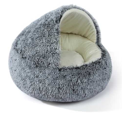 Katzenhöhlen, Plüsch-Haustierbett für den Innenbereich, waschbar, Katzenhäuser, gemütliches Haustierzelt für Kätzchen, beruhigender Unterschlupf für Haustiere, warme Kapuzenbetten (60 x 60 x 43 cm von XIEMINLE