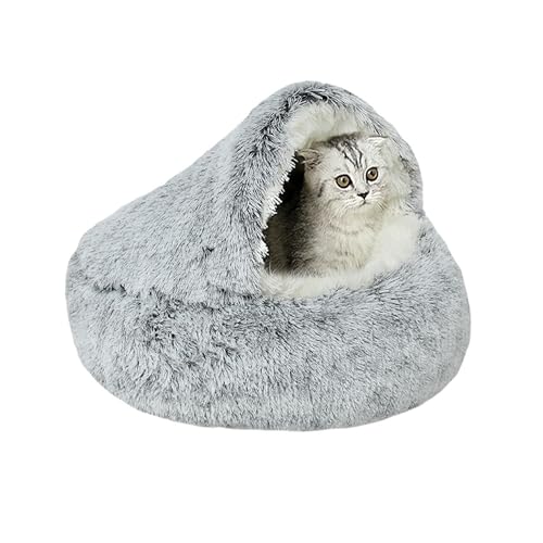 Katzenhöhlen für den Innenbereich, Plüsch, Donut-Katzenbett, flauschiges Haustiernest mit Kapuze, weich, beruhigendes Haustierbett für Kätzchen, maschinenwaschbar, Schlafhöhlen mit rutschfester Katzenhöhlen für den Innenbereich, Plüsch, Donut-Katzenbett, flauschiges Haustiernest mit Kapuze, weich, beruhigendes Haustierbett für Kätzchen, maschinenwaschbar, Schlafhöhlen mit rutschfester von XIEMINLE
