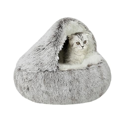 Katzenhöhlen für den Innenbereich, Plüsch, Donut-Katzenbett, flauschiges Haustiernest mit Kapuze, weich, beruhigendes Haustierbett für Kätzchen, maschinenwaschbar, Schlafhöhlen mit rutschfester Katzenhöhlen für den Innenbereich, Plüsch, Donut-Katzenbett, flauschiges Haustiernest mit Kapuze, weich, beruhigendes Haustierbett für Kätzchen, maschinenwaschbar, Schlafhöhlen mit rutschfester von XIEMINLE