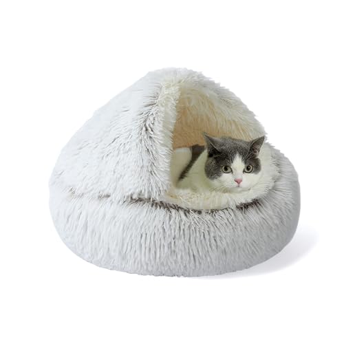 Katzenhöhlenbett mit Kapuze, flauschig, kleines Haustierbett, Schlafhöhlen für den Innenbereich, maschinenwaschbar, Katzennest, gemütliches Donut-Haustierhaus mit rutschfester Unterseite, 40 x 40 x 20 Katzenhöhlenbett mit Kapuze, flauschig, kleines Haustierbett, Schlafhöhlen für den Innenbereich, maschinenwaschbar, Katzennest, gemütliches Donut-Haustierhaus mit rutschfester Unterseite, 40 x 40 x 20 von XIEMINLE