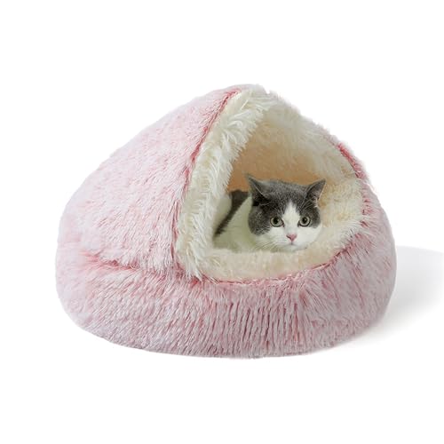 Katzenhöhlenbett mit Kapuze, flauschig, kleines Haustierbett, Schlafhöhlen für den Innenbereich, maschinenwaschbar, Katzennest, gemütliches Donut-Haustierhaus mit rutschfester Unterseite, 40 x 40 x 20 Katzenhöhlenbett mit Kapuze, flauschig, kleines Haustierbett, Schlafhöhlen für den Innenbereich, maschinenwaschbar, Katzennest, gemütliches Donut-Haustierhaus mit rutschfester Unterseite, 40 x 40 x 20 von XIEMINLE