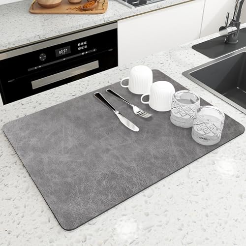 Saugfähige Abtropfmatte für die Küche, rutschfeste Abtropfmatte für Kaffeemaschine, Bar, Arbeitsplatte, Spüle, Thekenschutz, Abtropfmatte, schnell trocknendes Geschirr-Pad (60 x 40 cm, Stil 2) von XIEMINLE
