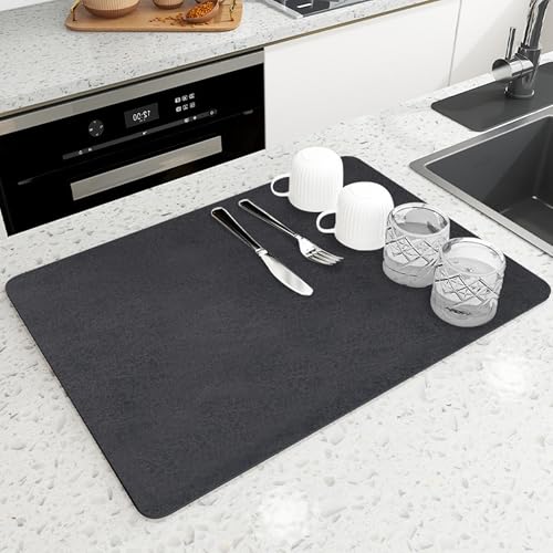 Saugfähige Abtropfmatte für die Küche, rutschfeste Abtropfmatte für Kaffeemaschine, Bar, Arbeitsplatte, Spüle, Thekenschutz, Abtropfmatte, schnell trocknendes Geschirr-Pad (60 x 40 cm, Stil 5) von XIEMINLE