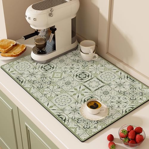 Saugfähige Abtropfmatte mit Gummi-Rückseite, Abtropfmatte, Kaffeemaschine, schnell trocknend, leicht zu reinigen, Küchentheke, Arbeitsplatten-Schutzpolster (40 x 30 cm, Stil 2) von XIEMINLE
