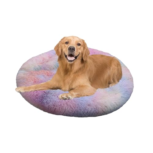 XIEMINLE Beruhigendes Donut-Hundebett für den Innenbereich, Plüsch, Anti-Angst, Welpenbett, rundes Haustierkissen, waschbar, warme Matte mit rutschfester Unterseite, für mittelgroße und große Hunde XIEMINLE Beruhigendes Donut-Hundebett für den Innenbereich, Plüsch, Anti-Angst, Welpenbett, rundes Haustierkissen, waschbar, warme Matte mit rutschfester Unterseite, für mittelgroße und große Hunde von XIEMINLE