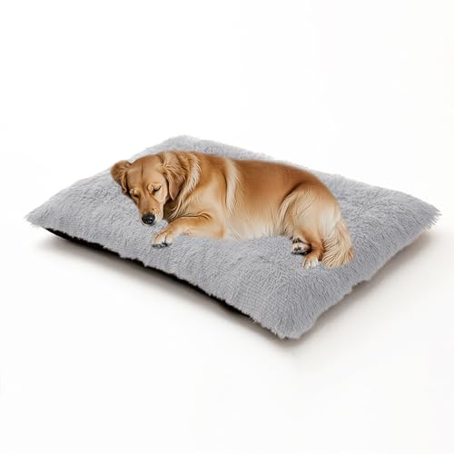 XIEMINLE Beruhigendes Hundebett, flauschig, Anti-Angst, Hundekissen für Kiste, waschbar, Plüsch-Matratze, warm, Welpenunterlage, weich, gemütlich, Haustiermatte, Betten mit rutschfester Unterseite von XIEMINLE