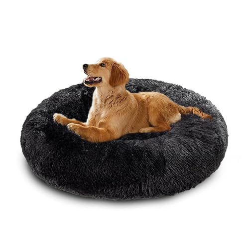 XIEMINLE Beruhigendes Hundebett, rundes Kissen mit Nackenrolle für mittelgroße und große Hunde, orthopädisches Haustierkissen, waschbar, flauschig, Welpennest mit rutschfester Unterseite, 90 cm XIEMINLE Beruhigendes Hundebett, rundes Kissen mit Nackenrolle für mittelgroße und große Hunde, orthopädisches Haustierkissen, waschbar, flauschig, Welpennest mit rutschfester Unterseite, 90 cm von XIEMINLE