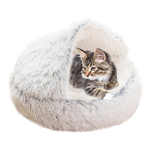 XIEMINLE Beruhigendes Katzenbett, Haustierkissen, Sofa, Anti-Angst, Katzensofa, waschbares Katzennest, Donut-Kuschelnest, Katzenkissen, Katzenbett Haus für Kätzchen und Welpen, Hunde, 50 cm, Grau von XIEMINLE