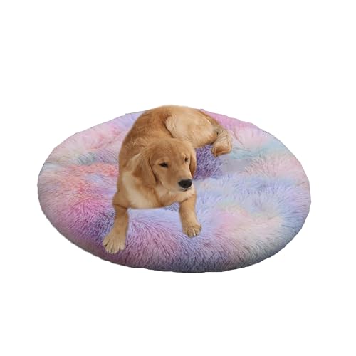 XIEMINLE Donut-Hundebett aus Plüsch, beruhigend, Anti-Angst, rundes orthopädisches Haustierkissen, warme Hundematte, waschbar, Welpenmatratze, großer Welpenkorb mit rutschfester Unterseite (110 cm XIEMINLE Donut-Hundebett aus Plüsch, beruhigend, Anti-Angst, rundes orthopädisches Haustierkissen, warme Hundematte, waschbar, Welpenmatratze, großer Welpenkorb mit rutschfester Unterseite (110 cm von XIEMINLE