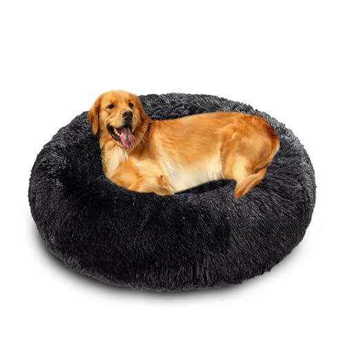 XIEMINLE Donut großes Hundebett, flauschig, beruhigend, warm, Plüsch, Welpenmatratze, rundes Hundekissen, waschbar, Katzenmatte, weiches Haustier-Kuschelnest mit rutschfester Unterseite (80 cm von XIEMINLE