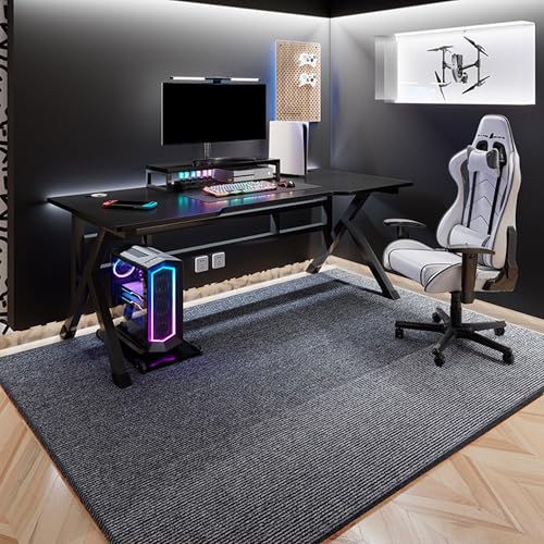 XIEMINLE Gaming-Stuhlmatte, Bürostuhlmatte für Hartholzböden, rutschfeste Computer-Schreibtisch-Bodenmatte, Stuhlrollmatte, Stuhlteppich, Computerstuhl-Teppich, Bodenschutzmatte (120 x 150 cm, Grau 1) von XIEMINLE