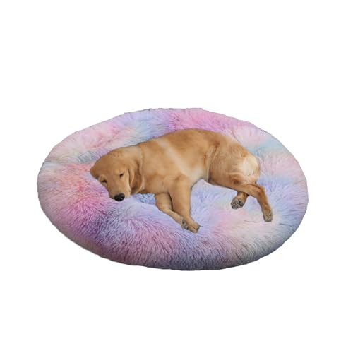 XIEMINLE Großes rundes Hundebett für den Innenbereich, Plüsch, selbstwärmendes Haustierbett, weiches Welpen-Kuschelnest, flauschiges Hundekissen, waschbar, Donut-Haustiermatratze mit rutschfester XIEMINLE Großes rundes Hundebett für den Innenbereich, Plüsch, selbstwärmendes Haustierbett, weiches Welpen-Kuschelnest, flauschiges Hundekissen, waschbar, Donut-Haustiermatratze mit rutschfester von XIEMINLE