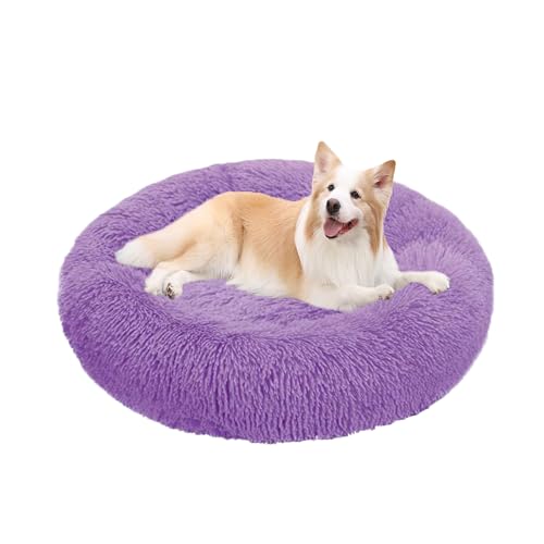 XIEMINLE Hundebett, flauschig, Anti-Angst, weiches Donut-Hundekissen, gemütlich, rund, maschinenwaschbar, Welpenkorb, warme Welpenmatte mit rutschfester Unterseite, 130 cm, Lila XIEMINLE Hundebett, flauschig, Anti-Angst, weiches Donut-Hundekissen, gemütlich, rund, maschinenwaschbar, Welpenkorb, warme Welpenmatte mit rutschfester Unterseite, 130 cm, Lila von XIEMINLE