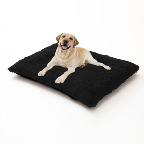 XIEMINLE Hundebett, weich, waschbar, Anti-Angst-Matte, warmes Welpen-Kissen mit rutschfester Unterseite, für mittelgroße und große Hunde (122 x 85 x 12 cm, schwarz) von XIEMINLE