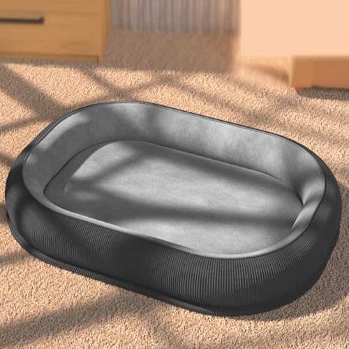 XIEMINLE Orthopädisches Hundesofa, vierseitiges Nackenkissen, Memory-Schaum-Matratze, abnehmbar, waschbar, Haustiersofa, beruhigendes Haustierbett mit rutschfester Unterseite (60 x 50 x 14 cm, Grau) von XIEMINLE