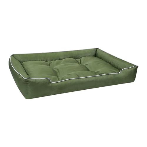 XIEMINLE Wasserdichtes Hundesofa, Anti-Angst-Matte für Welpen und Kätzchen, Haustier-Couch-Bett, Hunde-Kuschelnest mit dreiseitiger Nackenrolle und rutschfester Unterseite, 105 x 75 x 16 cm, Grün von XIEMINLE