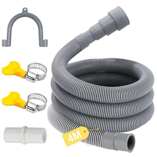 XIEXIESHER Ablaufschlauch Verlängerung Set, 1M/1.5M/2M/3M/4M/5M/6M, Universal Spülmaschinenschlauch, Inkl Schlauchverbinder und Schlauchschellen, für Geschirrspüler(4M) von XIEXIESHER