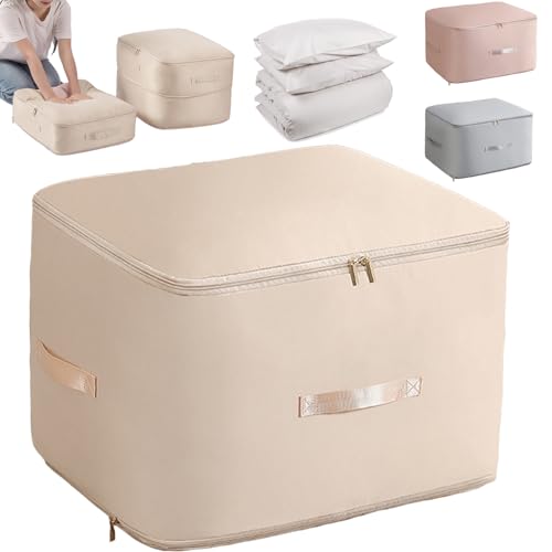 XIEXIESHER Ultra Space Saving Self Compression Organizer, 52x42x30cm, Aufbewahrung Bettdecken, Bettwäsche Organizer, For Bettdecken Kleidung Decken BettwäSche(Aprikose,L) von XIEXIESHER