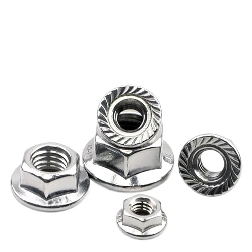 1–50 Stück Sechskant-Flanschmutter M3 M4 M5 M6 M8 M10 M12 Edelstahl/Kohlenstoffstahl gezahnte Flansch-Sicherungsmutter for Automobile(Galvanized,M4 30pcs) von XIEweiZHI