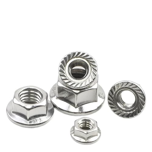 1–50 Stück Sechskant-Flanschmutter M3 M4 M5 M6 M8 M10 M12 Edelstahl/Kohlenstoffstahl gezahnte Flansch-Sicherungsmutter for Automobile(Stainless steel,M4 30pcs) von XIEweiZHI