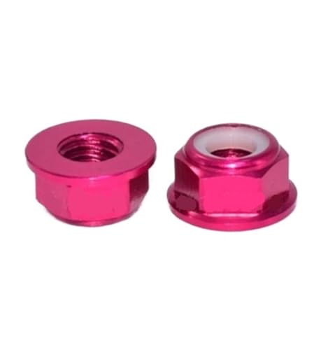 2 Stück-10 Stück M2 M2,5 M3 M4 M5 M6 M8 bunte Aluminium-Flansch-Nylon-Sicherungsmutter(Pink,M2 10PCS) von XIEweiZHI