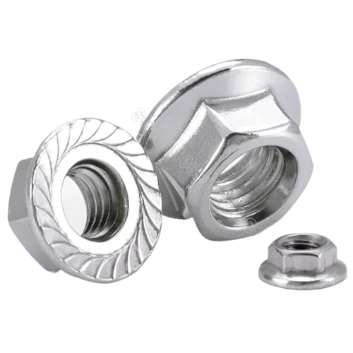 3–30 Stück Linksgewinde M5 M6 M8 M10 M12 304 Edelstahl, rückwärts drehende Sechskant-Sechskant-Spinlock-Flanschmutter mit gezahntem Schloss(10pcs,M12) von XIEweiZHI