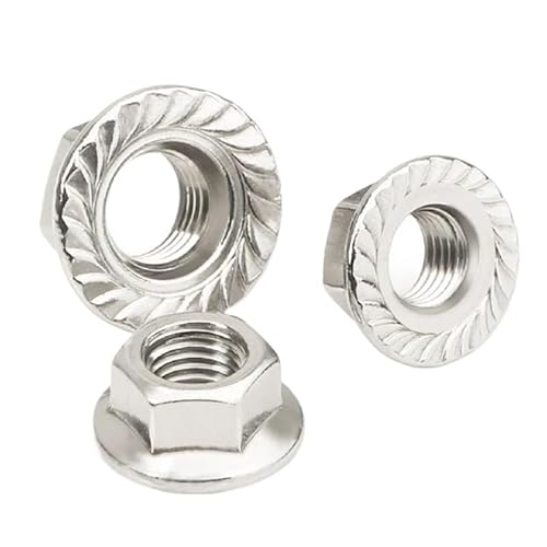 M2 M2,5 M3 M4 M5 M6 M8 M10 M12 M16 Sechskant-Flanschmutter aus Kohlenstoffstahl, Sechskant-Unterlegscheibe, Sicherungsmutter(Nickel plated,M2.5-20Pcs) von XIEweiZHI