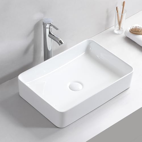 53x37x13cm /21x14.6x5inch Bad Gefäß Waschbecken, rechteckige Keramik Waschbecken über Zähler-Becken von XIFIRY