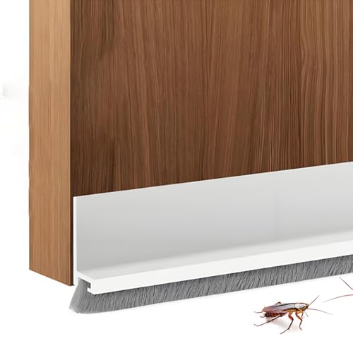 100cm Dichtungsband für Türen Bodenabdichtung mit Bürste Automatik Türbodendichtung Dichtung Selbstklebende Tür Türdichtung Anschrauben Bürste Zimmertürdichtung (Weiß) von XIFUHUI