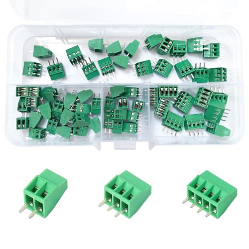 60 Stück PCB Schraubklemmen,2.54mm 0.1" Pitch PCB Mount Screw Terminal Block,2P 3P 4P Klemmen Terminal 6A für 26-18AWG Kabel von XIFUHUI