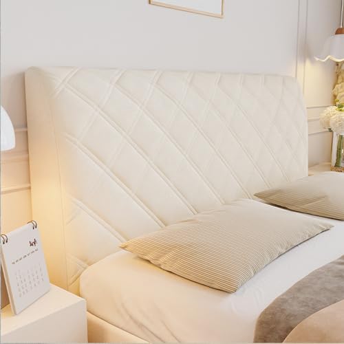 Bett Kopfteil Bezug All-Inclusive Verdicken Kopfteilbezug überzug Bett Kopf Rückenlehne Staubdichte Bezug Stretch Strecken Bett Kopfteil Abdeckung für eine Vielzahl von Bettköpfen (Beige, 170cm) von XIFUHUI