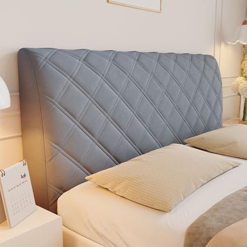 Bett Kopfteil Bezug All-Inclusive Verdicken Kopfteilbezug überzug Bett Kopf Rückenlehne Staubdichte Bezug Stretch Strecken Bett Kopfteil Abdeckung für eine Vielzahl von Bettköpfen (Grau, 210cm) von XIFUHUI