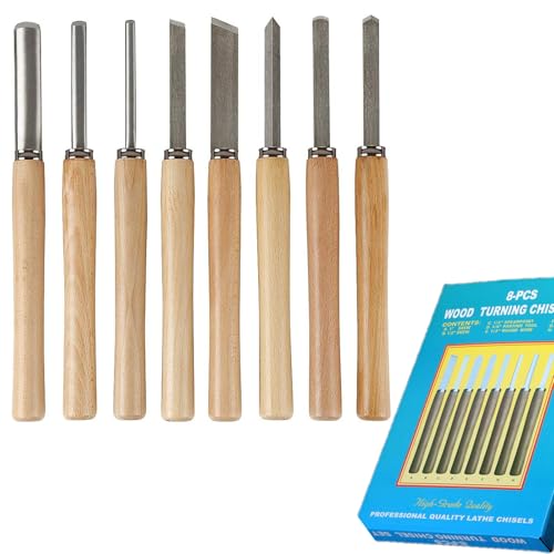 HSS Drehmeißel Set,8 Stück Holz Drechselwerkzeug, Holzdrehmaschinen Meißel,Anti-Rost Holz Drechselwerkzeug Meissel Set,für Holzschnitzereien Anfänger und Hobby Drechsler von XIFUHUI
