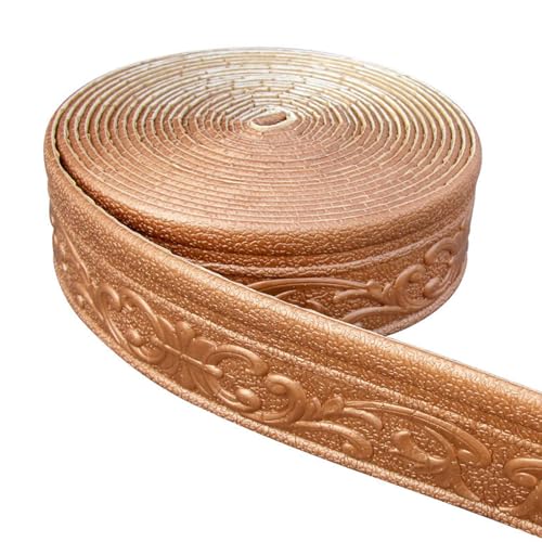 Selbstklebende Bordüre 10 m x 8 cm x 8 mm Wasserdichte Bordüre 3D Wasserdichte Deckenstreifen Selbstklebende Tapetenfliesenleisten und -kanten Bordüre für Flur, Decke, Ecke, Linie (bronzefarben) von XIFUHUI