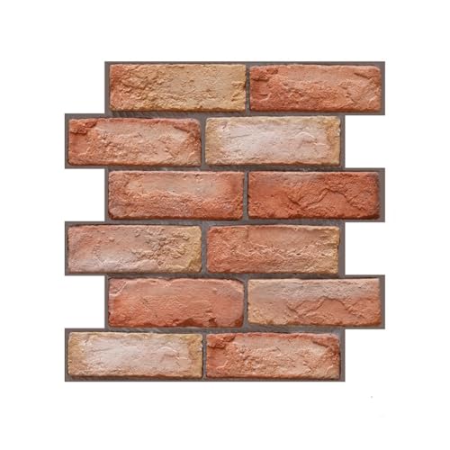 XIFUHUI 10 Stück 3D-Wandpaneelen, selbstklebend, Steintapete, 30 × 30 cm, wasserfeste PVC-Ziegeltapete, Wandaufkleber für Wohnzimmer, Schlafzimmer, TV-Hintergrund, Innenwandgestaltung (Rot) von XIFUHUI