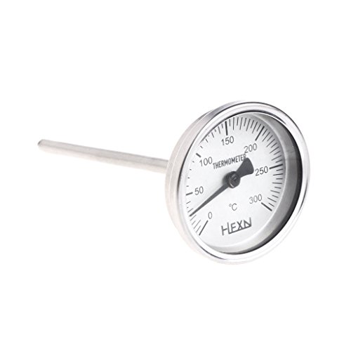 XIGAWAY Bimetallisches Thermometer aus Edelstahl, 1/4 PT Gewinde, L = 100 mm, 0 ~ 50 ~ 300 °C, WSS-303 (200 Grad) von XIGAWAY