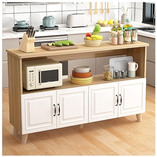 Bauernhaus-Kücheninsel mit Schränken, Sideboard, Buffetschrank, Küchen-Kaffeebar, TV-Ständer, Schrank, Muebles Para Cosina, offene Regale und geschlossene Schranktüren(140x50cm/55.12x19.69in) von XIGOUZIQU