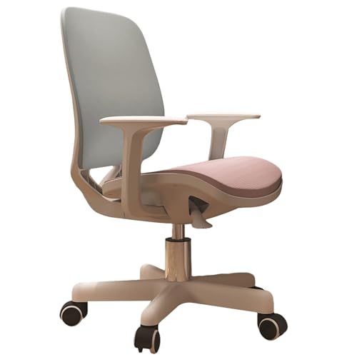 Computerstuh Schreibtischstuhl mit Rollen & Armlehne einfache Montage weiche Lordosenstütze, for Büro and Home Office Chair for Die Arbeit(Pink) von XIGOUZIQU