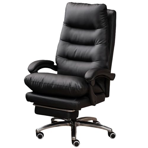 Schreibtischstuhl Bürostuhl Ergonomisch, mit Rollen & Armlehne mit breitem Sitzkissen,weiche Lordosenstütze, for Büro and Home Office Chair(Black2) von XIGOUZIQU