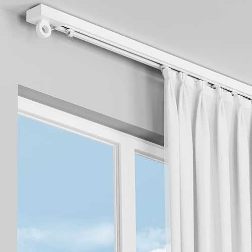 Vorhangschienen-Deckenmontage, selbstklebende Vorhangschiene, flexible Vorhangschiene, geräuschlose Vorhangschienen, for Vorhänge, Wohnmobil, Dusche, Krankenhaus (weiß)(Ceiling mounted,420cm/165.35in) von XIGOUZIQU
