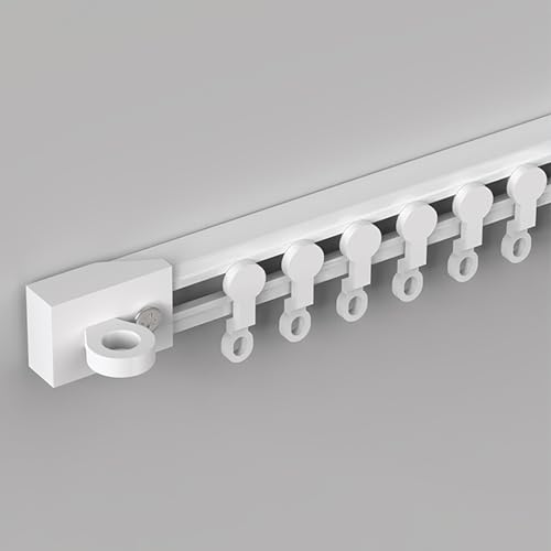 Vorhangschienen-Deckenmontage, selbstklebende Vorhangschiene, flexible Vorhangschiene, geräuschlose Vorhangschienen, for Vorhänge, Wohnmobil, Dusche, Krankenhaus (weiß)(Wall mounted,320cm/125.98in) von XIGOUZIQU