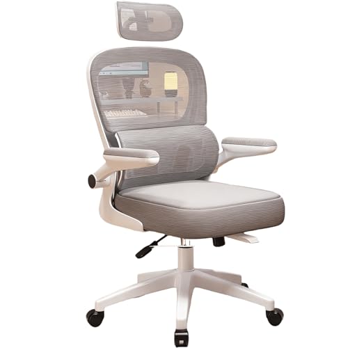 XIGOUZIQU Atmungsaktiver Mesh-Stuhl,Bürostuhl Ergonomisch,Drehstuhl for gesundes Sitzen gepolsterte Sitzfläche,weiche Lordosenstütze, for das Heimbüro, Studie for Die Arbeit(Gray1) von XIGOUZIQU