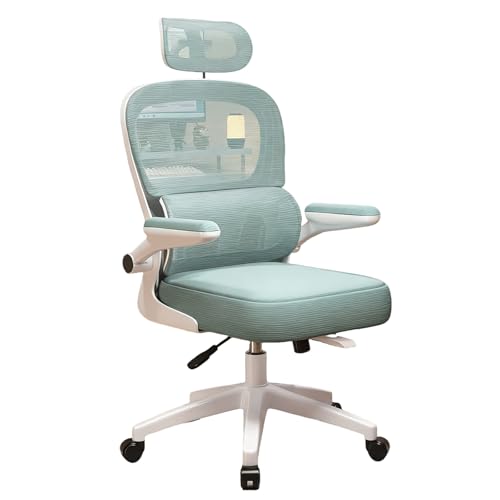 XIGOUZIQU Atmungsaktiver Mesh-Stuhl,Bürostuhl Ergonomisch,Drehstuhl for gesundes Sitzen gepolsterte Sitzfläche,weiche Lordosenstütze, for das Heimbüro, Studie for Die Arbeit(Green1) von XIGOUZIQU