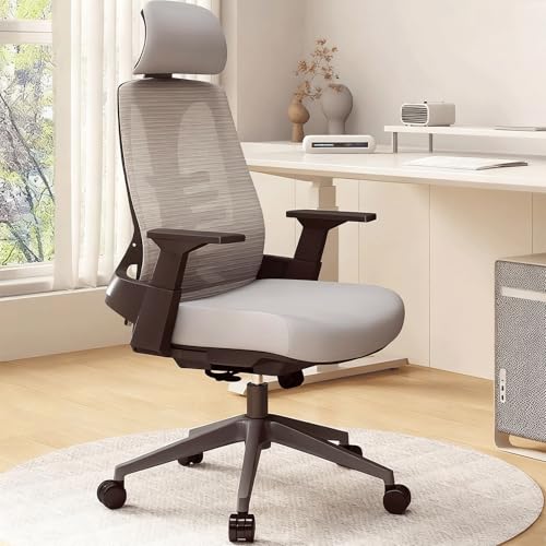 XIGOUZIQU Atmungsaktiver Mesh-Stuhl,Computerstuh Schreibtischstuhl ergonomisch einfache Montage mit Hoher Rückenlehne mit Armlehnen & Rollen,für Büro Heim Gaming(Black+White) von XIGOUZIQU