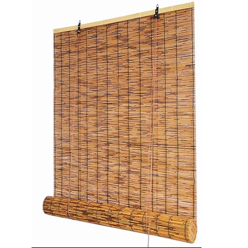 XIGOUZIQU Bambusrollo, Verdunkelungs-Raffrollos, Bambusrollos, Bambus-Rollos, Bambus-Schattierungen für Terrasse, Outdoor/Innenbereich, Veranda, Privatsphäre, Natur/handgefertigt (125 x 220 cm) von XIGOUZIQU